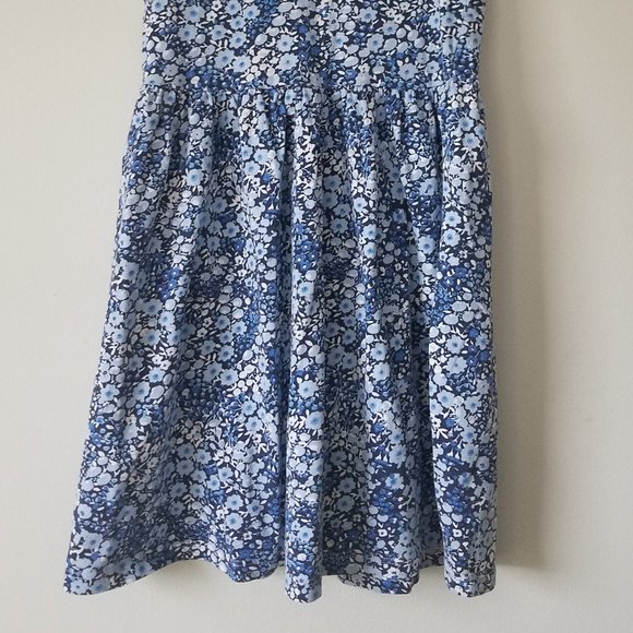 H&M Girl's Size 6-8 Cotton Tank Dress Short Sun Summer Floral White Blue - Picture 3 of 3